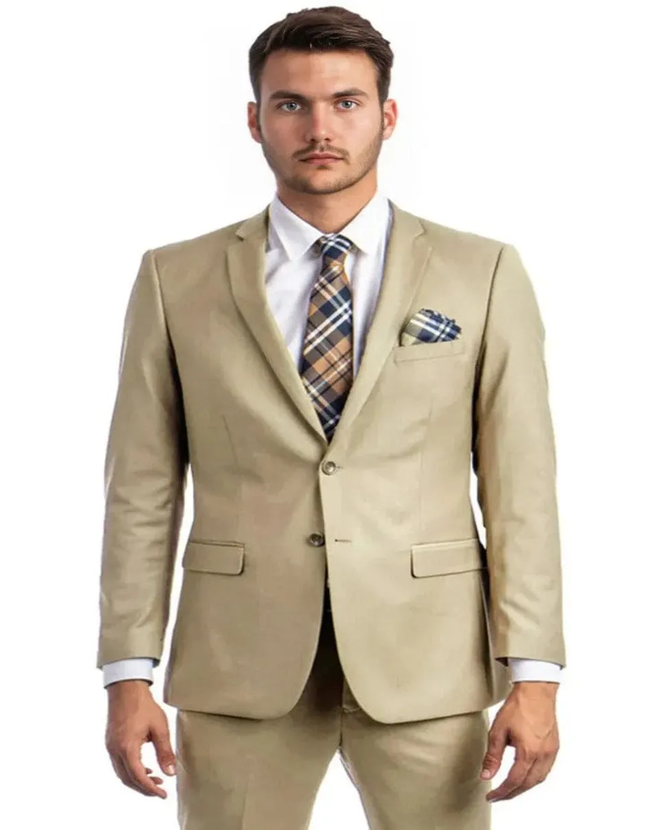 Men's Basic 2 Button Slim Fit Wedding Tan Suit sold by Alberto Nardoni