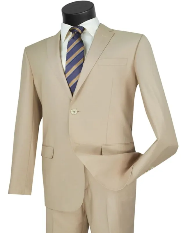 Mens Basic 2 Button Modern Fit Tan Suit sold by Alberto Nardoni