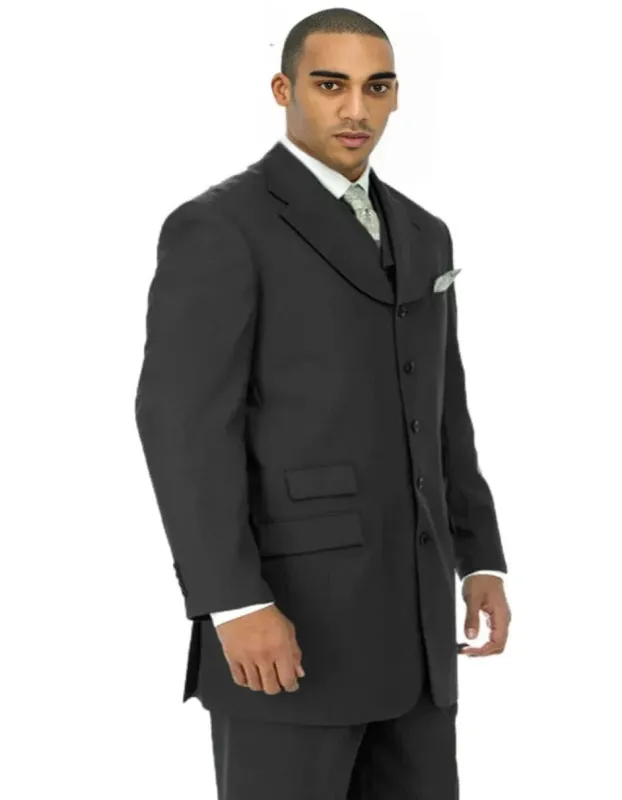 Mens Long Fashion Vested Church Zoot Black Suit sold by Alberto Nardoni