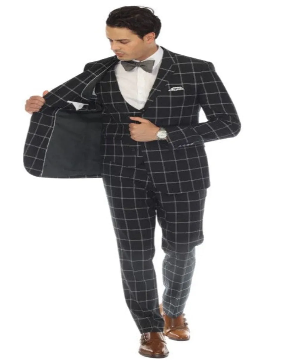 Mens Plaid Suit - Windowpane Pattern With Vest - Business Suit Hunter Green sold by Alberto Nardoni product image thumbnail 3
