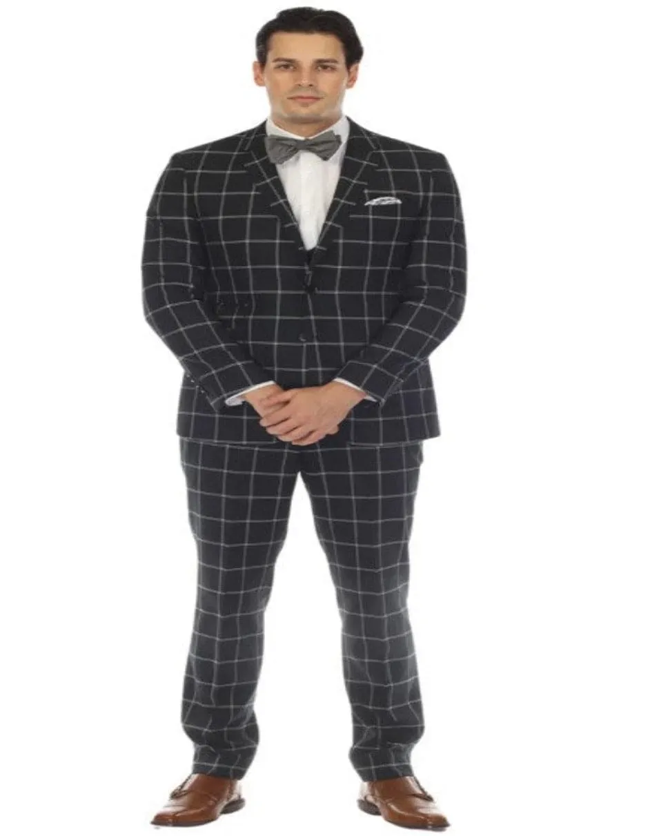 Mens Plaid Suit - Windowpane Pattern With Vest - Business Suit Hunter Green sold by Alberto Nardoni