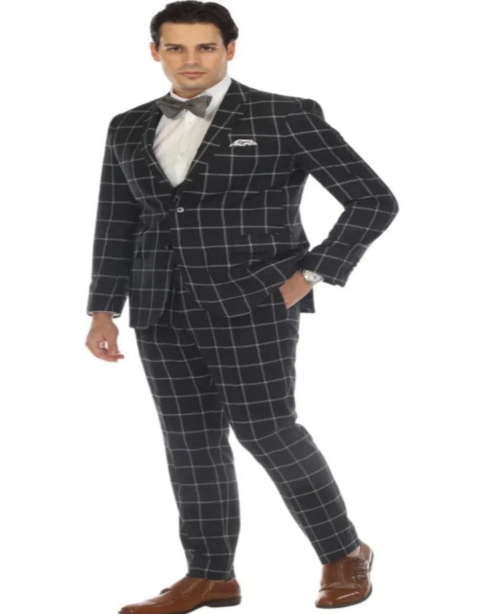 Mens Plaid Suit - Windowpane Pattern With Vest - Business Suit Hunter Green sold by Alberto Nardoni product image thumbnail 5