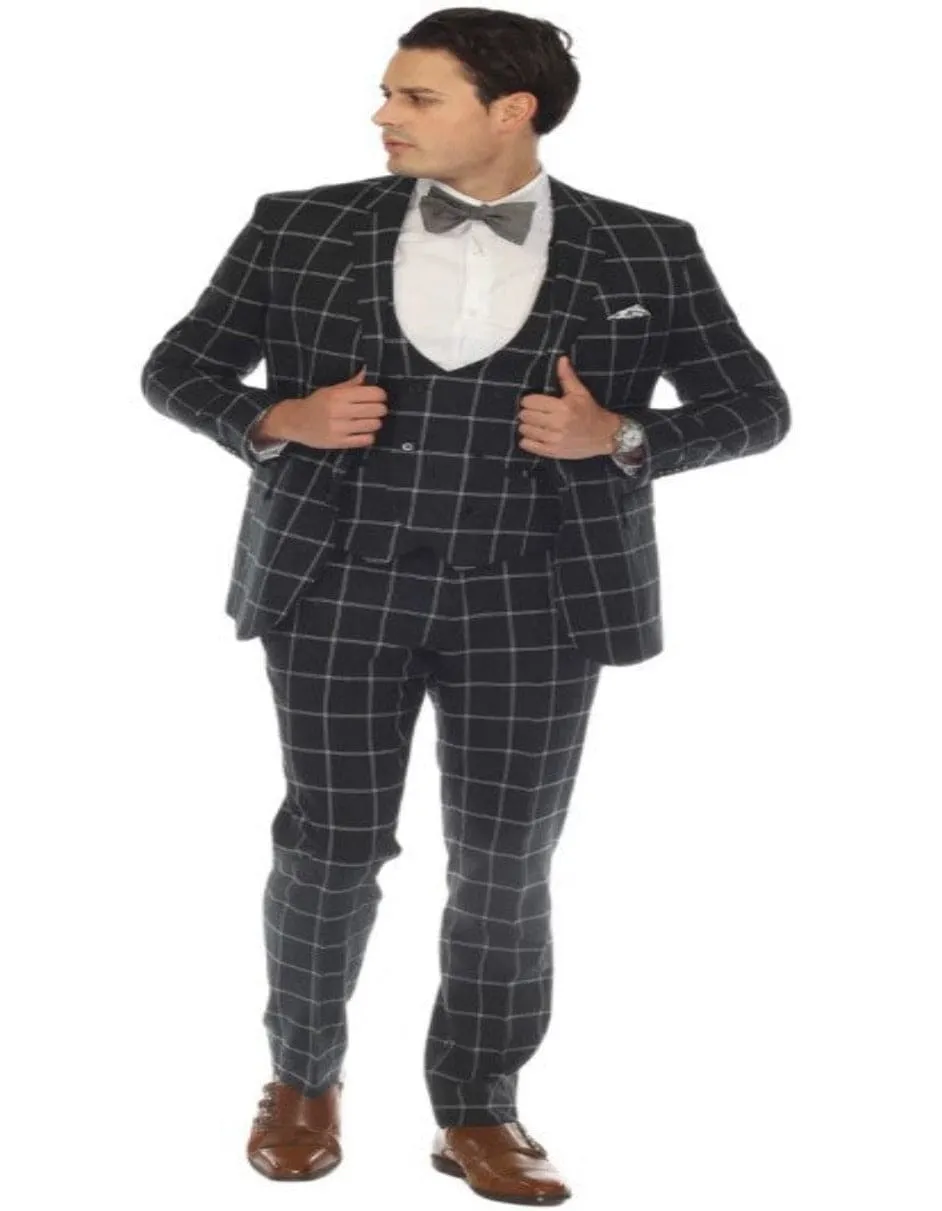 Mens Plaid Suit - Windowpane Pattern With Vest - Business Suit Hunter Green sold by Alberto Nardoni product image thumbnail 2