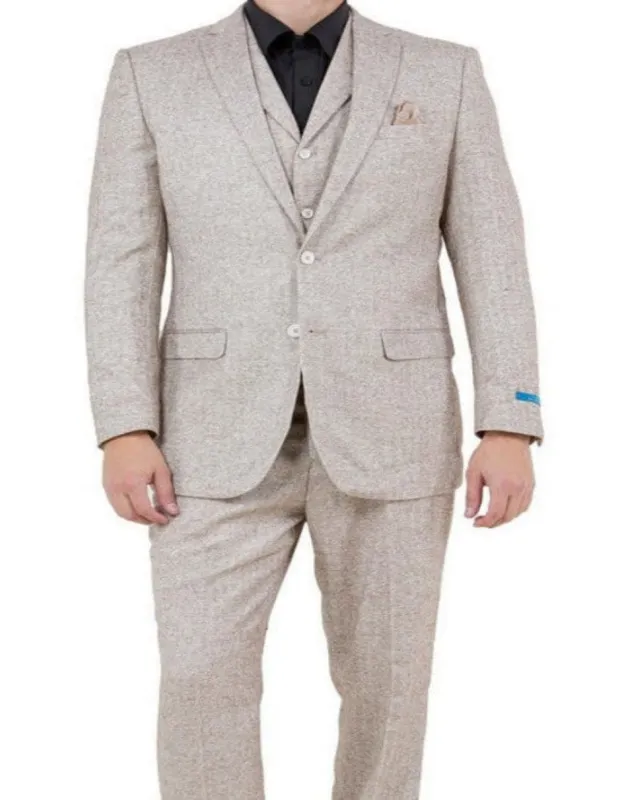 Mens Single Breasted Two Button Modern Fit Suit Beige sold by Alberto Nardoni