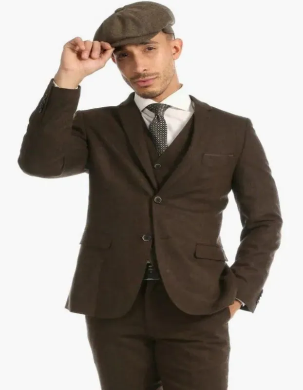 Mens Single Breasted Two Button Slim Fit Suit Cognac sold by Alberto Nardoni