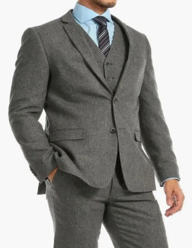 Mens Single Breasted Two Button Slim Fit Suit Gray sold by Alberto Nardoni