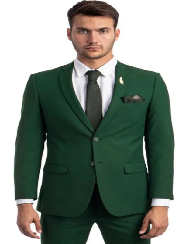 Emerald Green Suit - Slim Fit Wedding Suit For Groom and Groomsmen sold by Alberto Nardoni