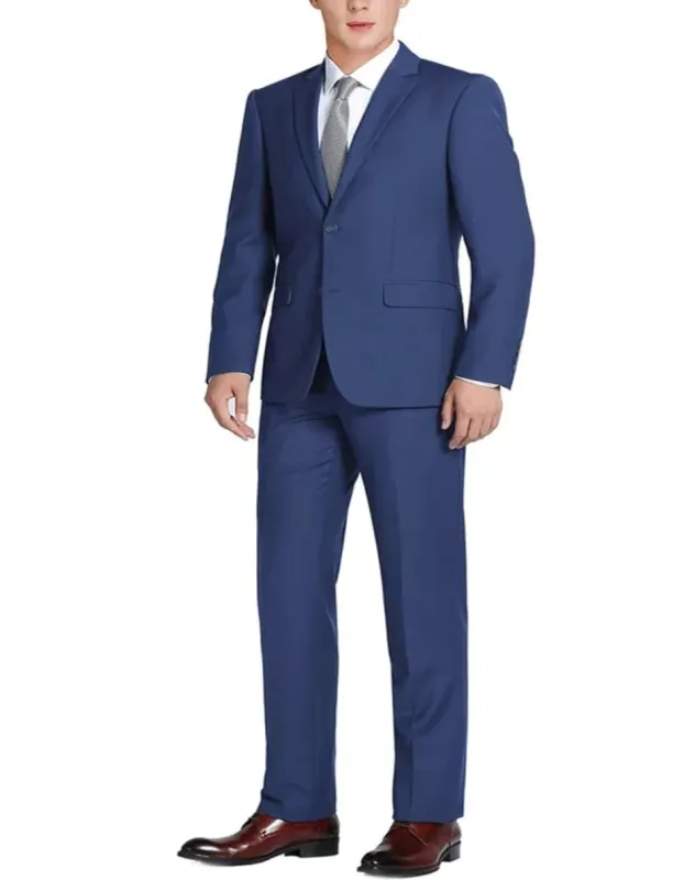 Cobalt Blue Suit - Mens Basic Two Button Classic Fit Royal Sapphire Blue Suit sold by Alberto Nardoni