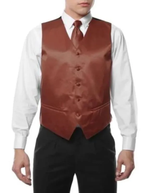 Men's Brown Five Button Wedding Vest ~ Waistcoat & Tie sold by Alberto Nardoni