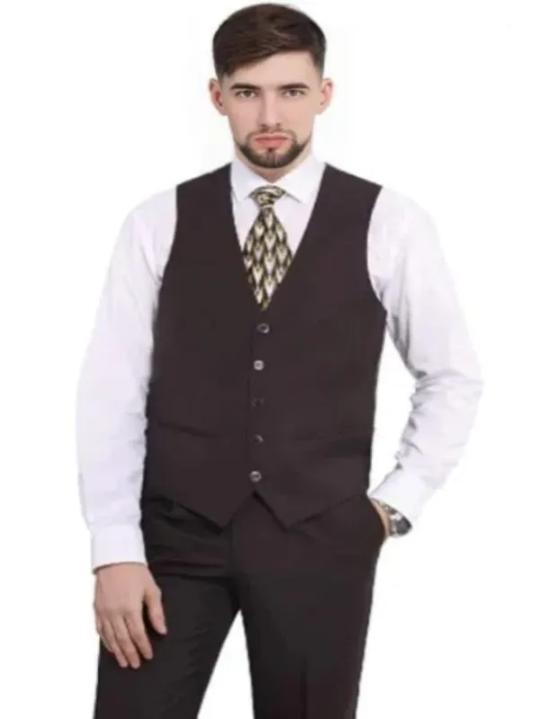 Mens Brown Five Button Suit Vest sold by Alberto Nardoni