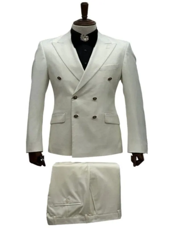 Ivory Wedding Suit - Cream Tuxedos Suit - Ivory Dinner Jacket Plus Pants sold by Alberto Nardoni