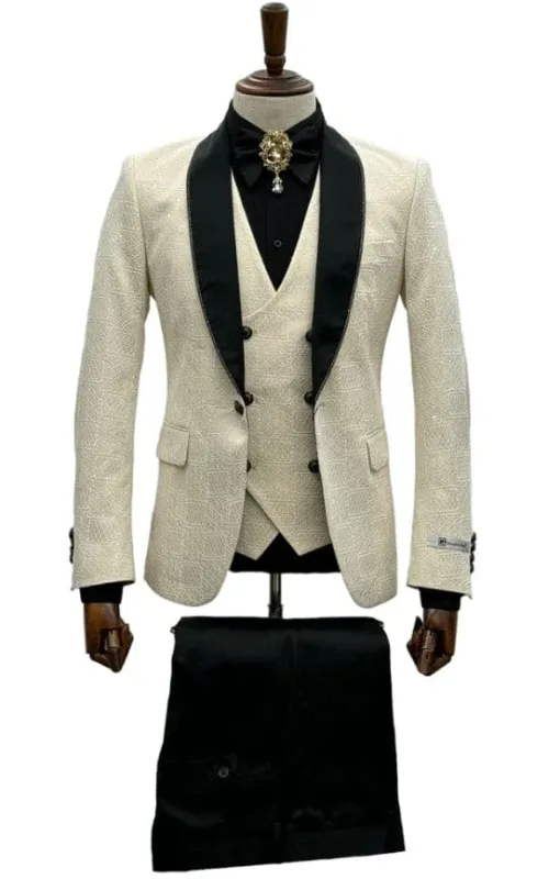 Ivory Wedding Suit - Cream Tuxedo Suit - Ivory Dinner Jacket Plus Pants made by Alberto Nardoni