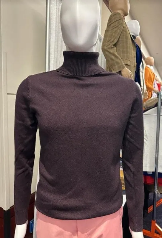 Turtleneck Sweater - Slim in Color Plum - Eggplant sold by Alberto Nardoni