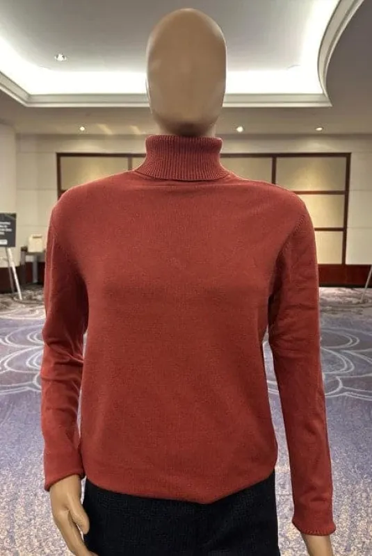 Turtleneck Sweater - Slim in Color Rust sold by Alberto Nardoni