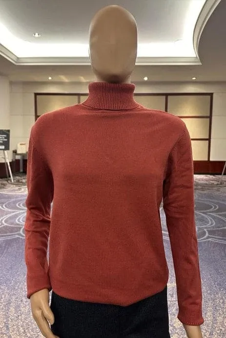 Turtleneck Sweater - Slim in Color Rust sold by Alberto Nardoni