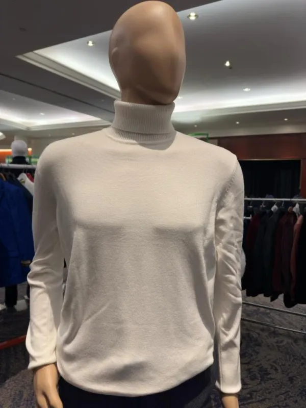 Turtleneck Sweater - Slim White and Cream Color sold by Alberto Nardoni