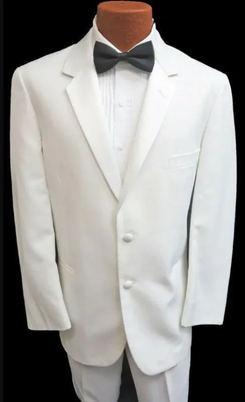 White 2 Button Notch Lapel Dinner Jacket sold by Alberto Nardoni