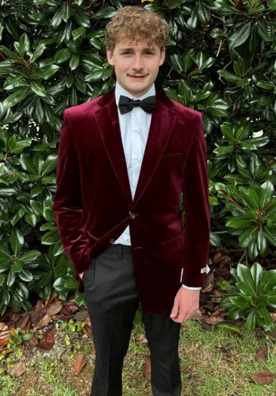 Mens Wine Velvet Slim Fit Fashion Jacket sold by Alberto Nardoni