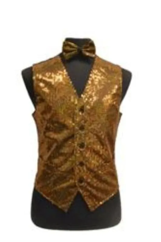 Sparkly Bow Tie Satin Shiny Sequin Dress Tuxedo Wedding Vest/bow tie set Gold - Men's Neck Ties - Mens Dress Tie - Trendy Mens Ties sold by Alberto Nardoni