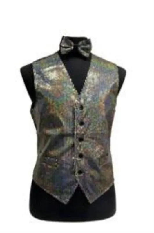 Sparkly Bow Tie Satin Shiny Sequin Dress Tuxedo Wedding Vest/bow tie set Silver Grey - Men's Neck Ties - Mens Dress Tie - Trendy Mens Ties sold by Alberto Nardoni