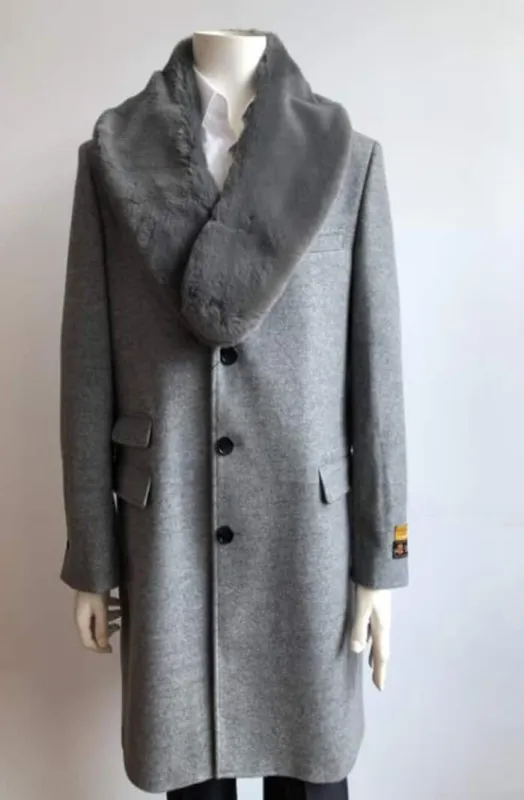 Mens Peacoat For Winter and Fall - Wool Fabric - Gray Coat sold by Alberto Nardoni