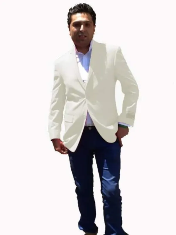 Two buttons White Dinner Jacket Stage Party Bright Sport Coat / Dinner Jacket Vented Off White Blazer ~ Suit Jacket made by Alberto Nardoni