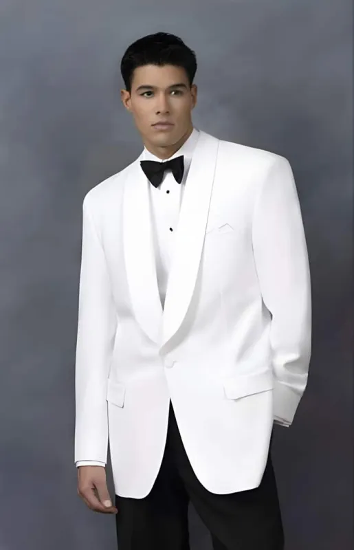 Snow White Dinner Jacket Man Made Single Buttons Tuxedo / Graduation Homecoming Outfits Best Suit Unique Fancy Big Sizes Sport Coats Sale Cheap Priced Blazer Jacket For Men Online made by Alberto Nardoni
