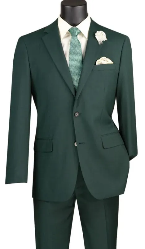 Mens Basic 2 Button Notch Lapel Modern Fit Suit in Green sold by Alberto Nardoni
