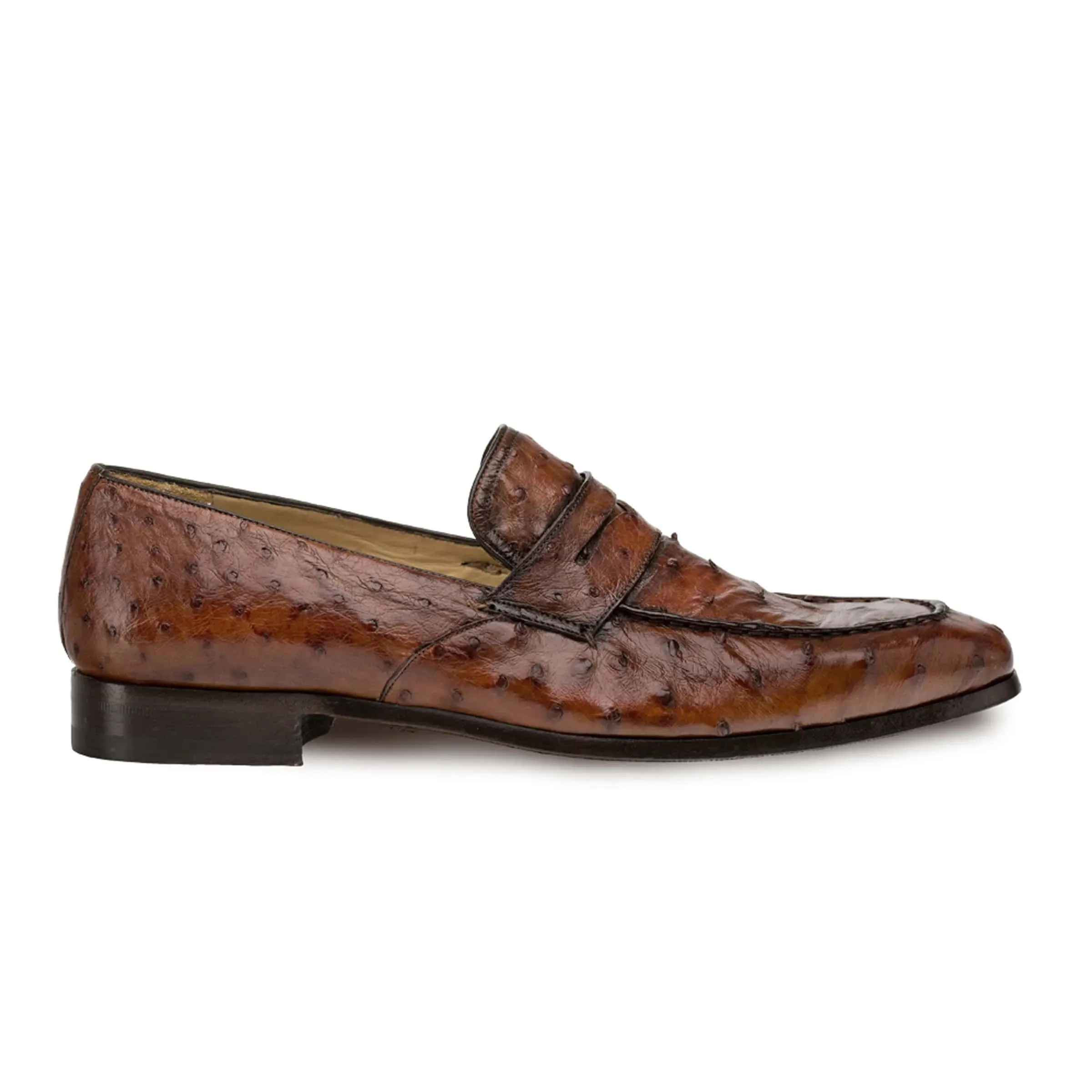 Mens Mezlan Lisbon Ostrich Quill Penny Loafer Dress Cognac Shoe sold by Alberto Nardoni product image thumbnail 4