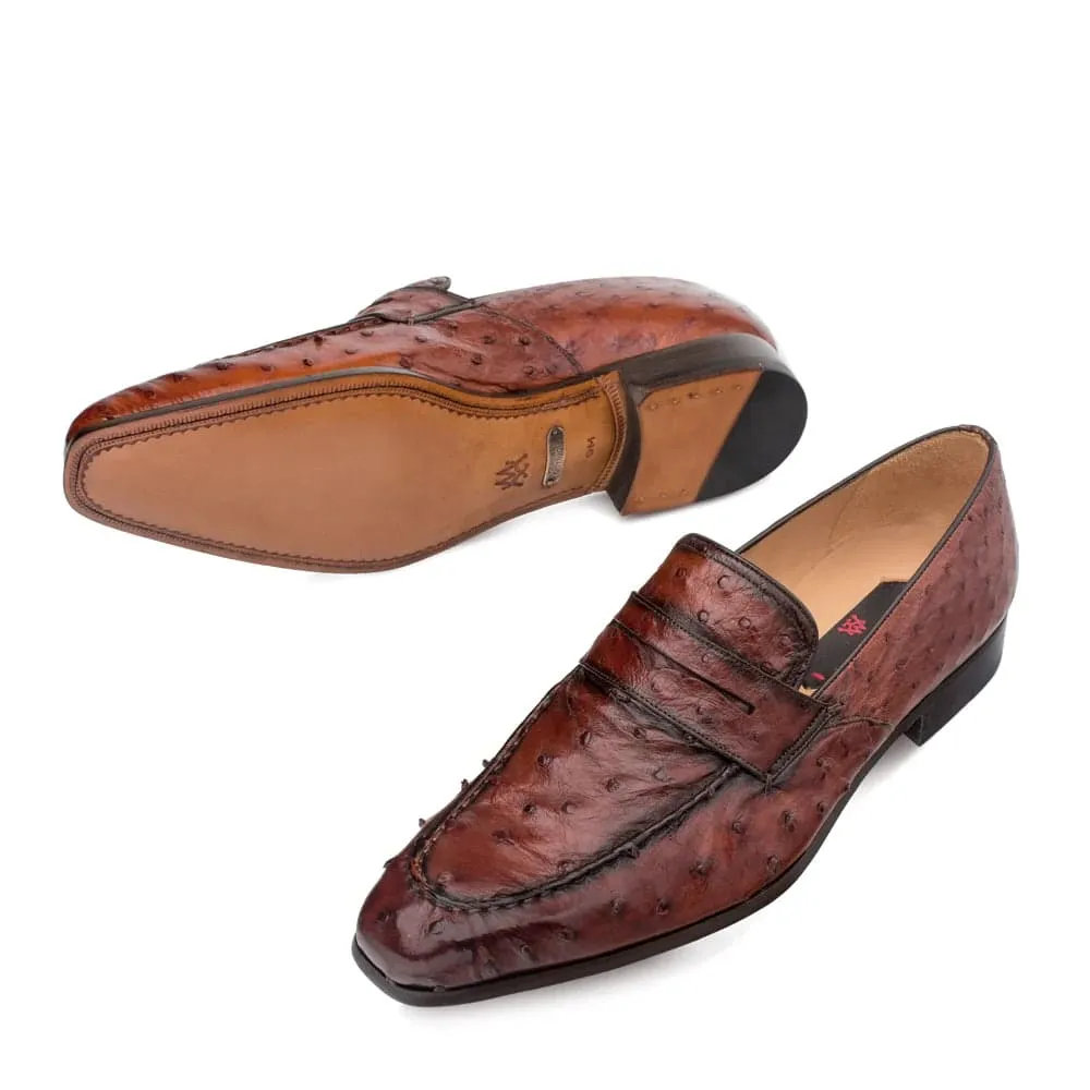 Mens Mezlan Lisbon Ostrich Quill Penny Loafer Dress Cognac Shoe sold by Alberto Nardoni product image thumbnail 3