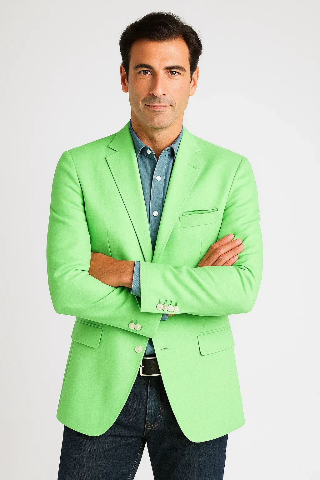 Green Color Blazer Men's Summer Classic Fit Sport Coat Apple Green - Mint Green Summer Blazer sold by Alberto Nardoni product image thumbnail 3