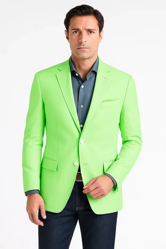 Green Color Blazer Men's Summer Classic Fit Sport Coat Apple Green - Mint Green Summer Blazer sold by Alberto Nardoni