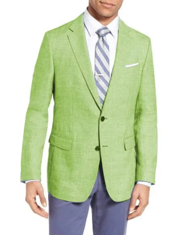 Green Color Blazer Apple Green Two Buttons Wool & Linen For Beach Wedding outfit Slim Fit Blazer Suit Jacket sold by Alberto Nardoni