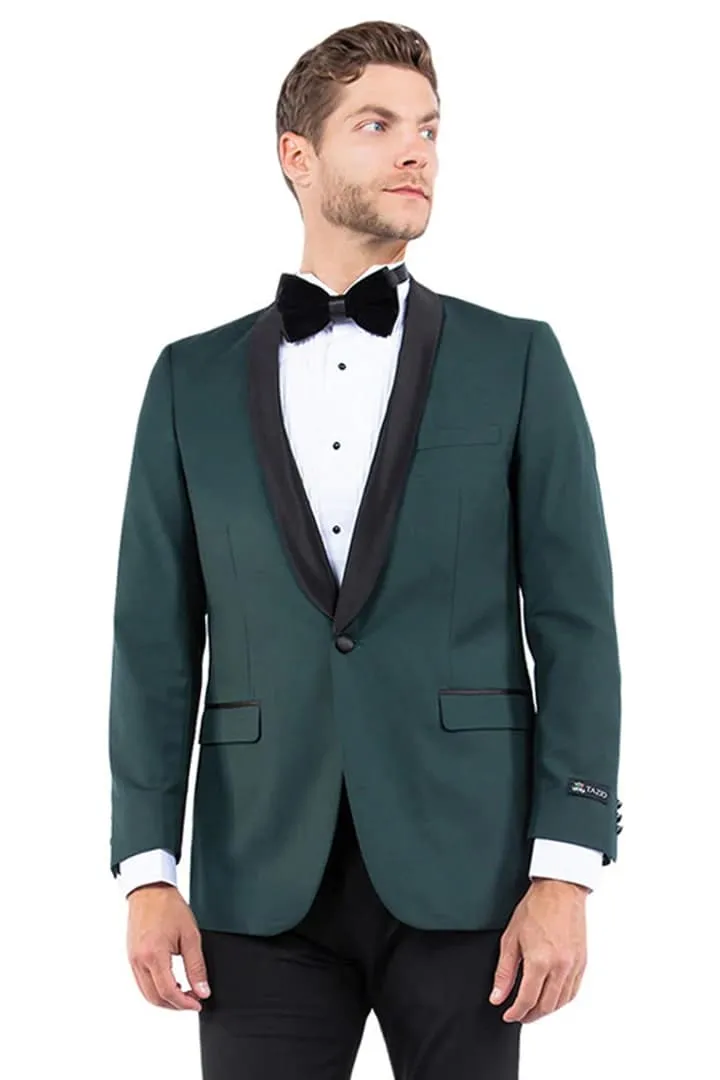 Dark Green Tuxedo - Men's One Button Shawl Lapel Hunter Green Dinner Jacket sold by Alberto Nardoni