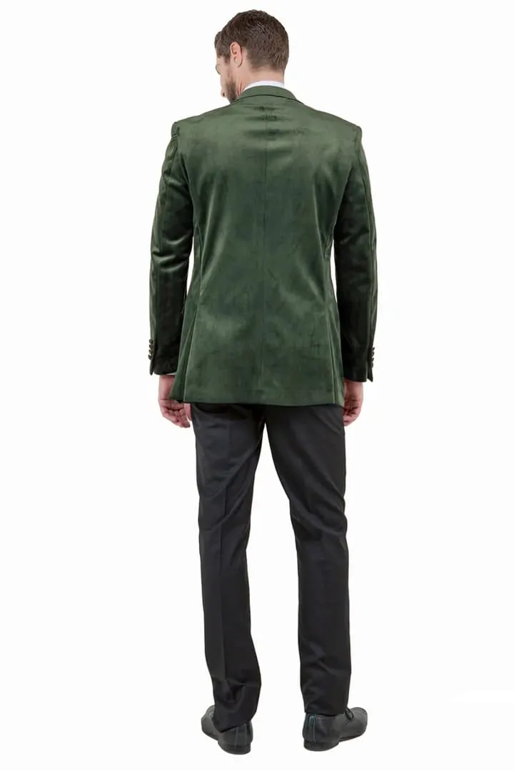Dark Green Tuxedo - Men's Two Button Peak Lapel Velvet Wedding & Prom Olive Green Tuxedo Jacket sold by Alberto Nardoni product image thumbnail 2