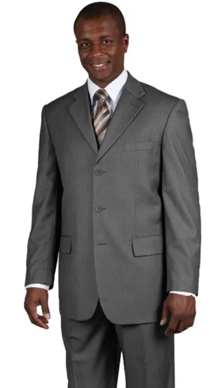 Mens Single Breasted Classic Business Suit Grey Pinstripe Suit - Gray Pinstripe Suit sold by Alberto Nardoni