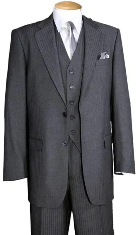 Mens Notch Lapel Two Button Grey Pinstripe Suit - Gray Pinstripe Suit sold by Alberto Nardoni