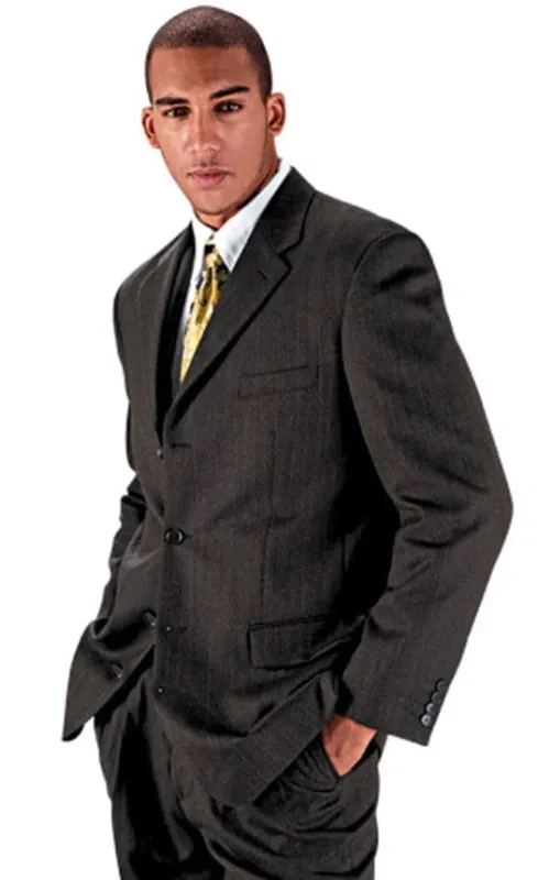 Mens Grey Pinstripe Suit 4 Button Notch Lapel - Gray Pinstripe Suit sold by Alberto Nardoni