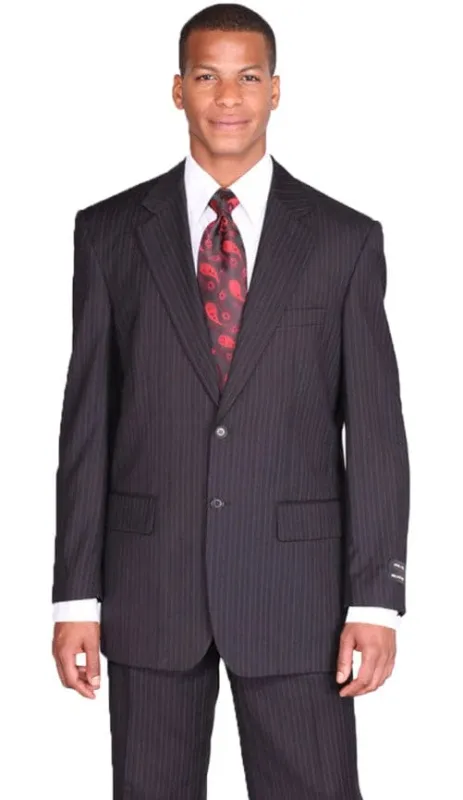Mens Grey Pinstripe Suit Single Breasted Vest - Regular Fit Gray Pinstripe Suit sold by Alberto Nardoni