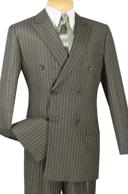 Mens Grey Pinstripe Suit - Charcoal Gray Pinstripe Suit sold by Alberto Nardoni