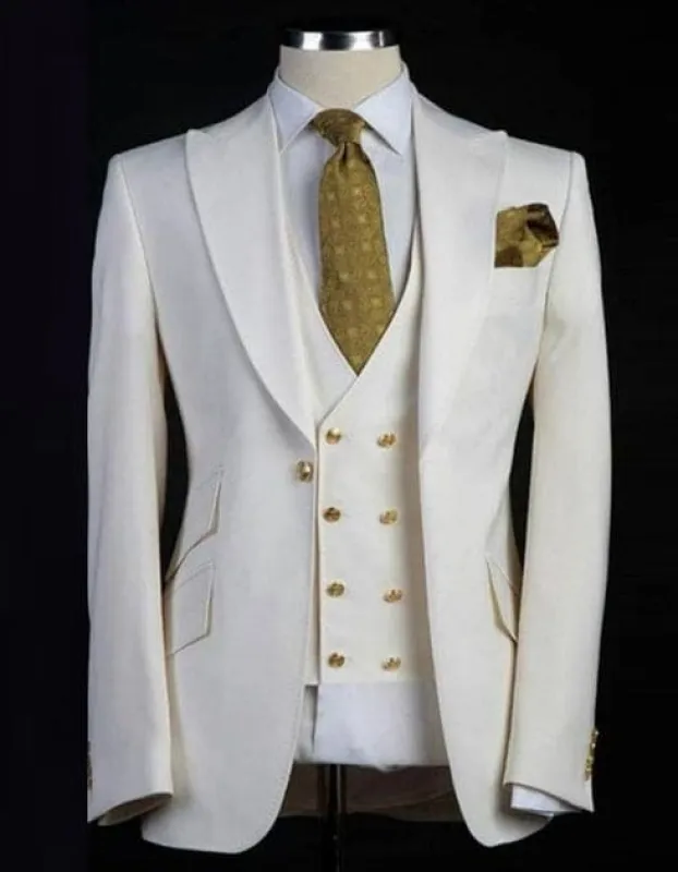 Mens Wool Business Suits For Men - Wool Fabric "White" Suit made by Alberto Nardoni