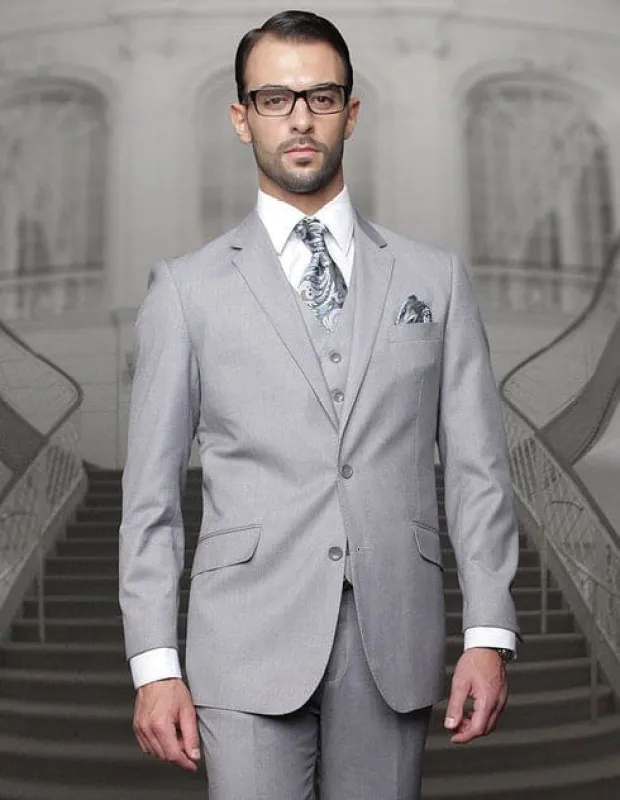 Gray Wool Suit - English Suit - Mens Wool Business Suit made by Alberto Nardoni