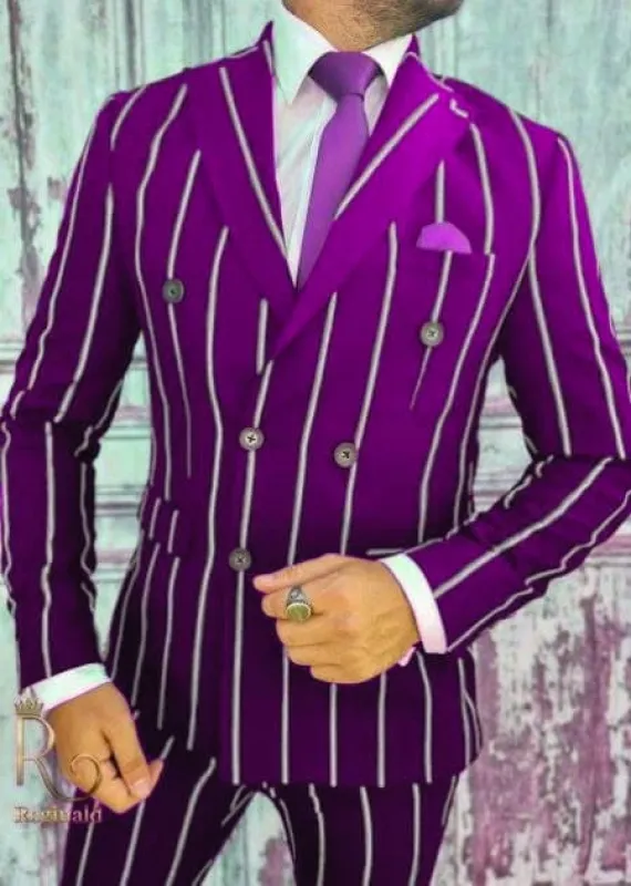 Mafia Outfit - Mobster Outfit - Italian costume Purple Double Breasted Suit sold by Alberto Nardoni