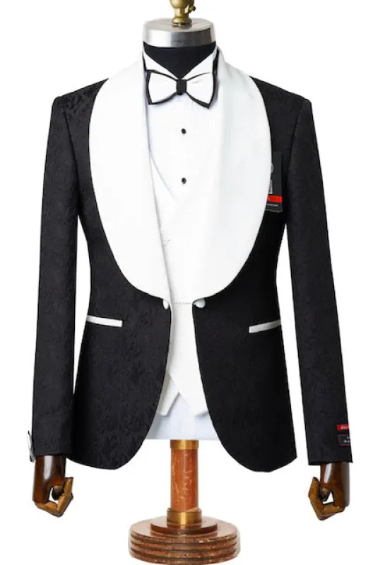 Black and White Tuxedo - Two Toned - Wedding or Prom Besom Pockets Suit sold by Alberto Nardoni