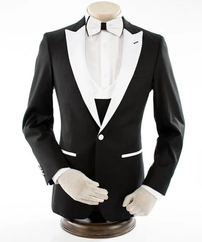 Black and White Tuxedo - Two Toned - Wedding or Prom Single Breasted Suit sold by Alberto Nardoni