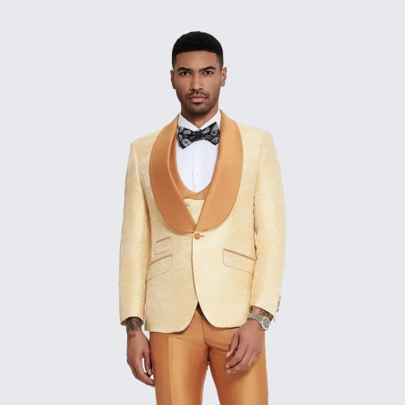 Gold Suit For Prom - Gold Blazer + Matching Pants + Men's Gold Tuxedo with Two-Tone Design- Wedding - Prom sold by Alberto Nardoni