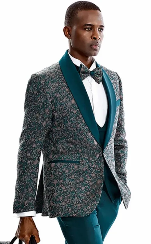 Mens One Button Vested Shawl Lapel Solid Vest Green Prom Tuxedo sold by Alberto Nardoni