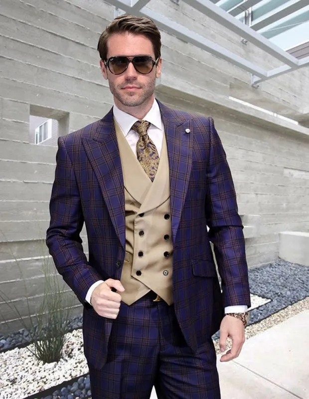 Statement Men's 100% Wool 3 Piece Suit - Bold Contrast sold by Alberto Nardoni