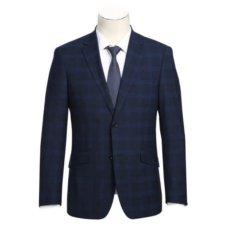 Mens Slim Fit Wool Blend Stretch Checked Suit sold by Alberto Nardoni
