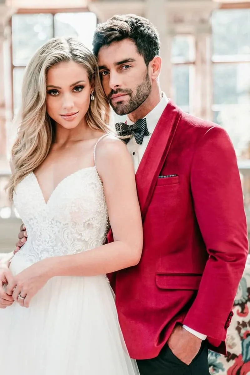 Velvet Blazer - Mens Blazer - Dinner Jacket "Venice" Ruby Red Velvet Dinner Jacket - Separates sold by Alberto Nardoni product image thumbnail 5